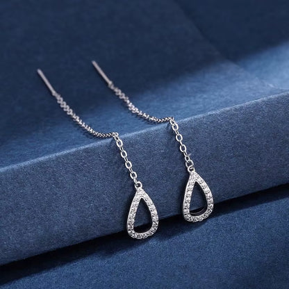 2024 Trendy Long Wire Tassel Thread Chain Climb Star Heart Beads Pendants Drop Earrings Women'S Rhinestone Accessories Jewelry