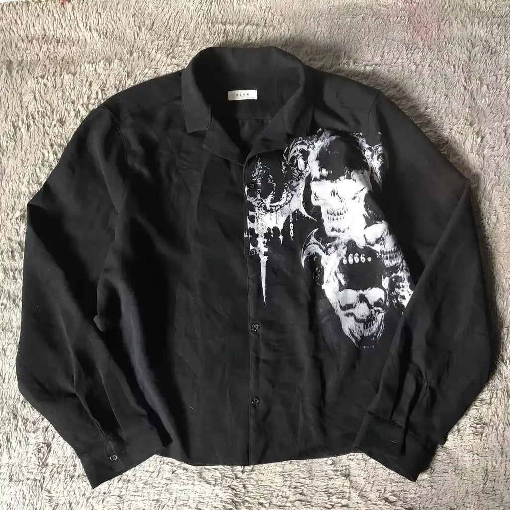 Y2K White Shirt Affliction Retro T Shirt Harajuku Men Skull Holy Writ Letter Printing Tee Fashion Gothic Short Sleeves Tops