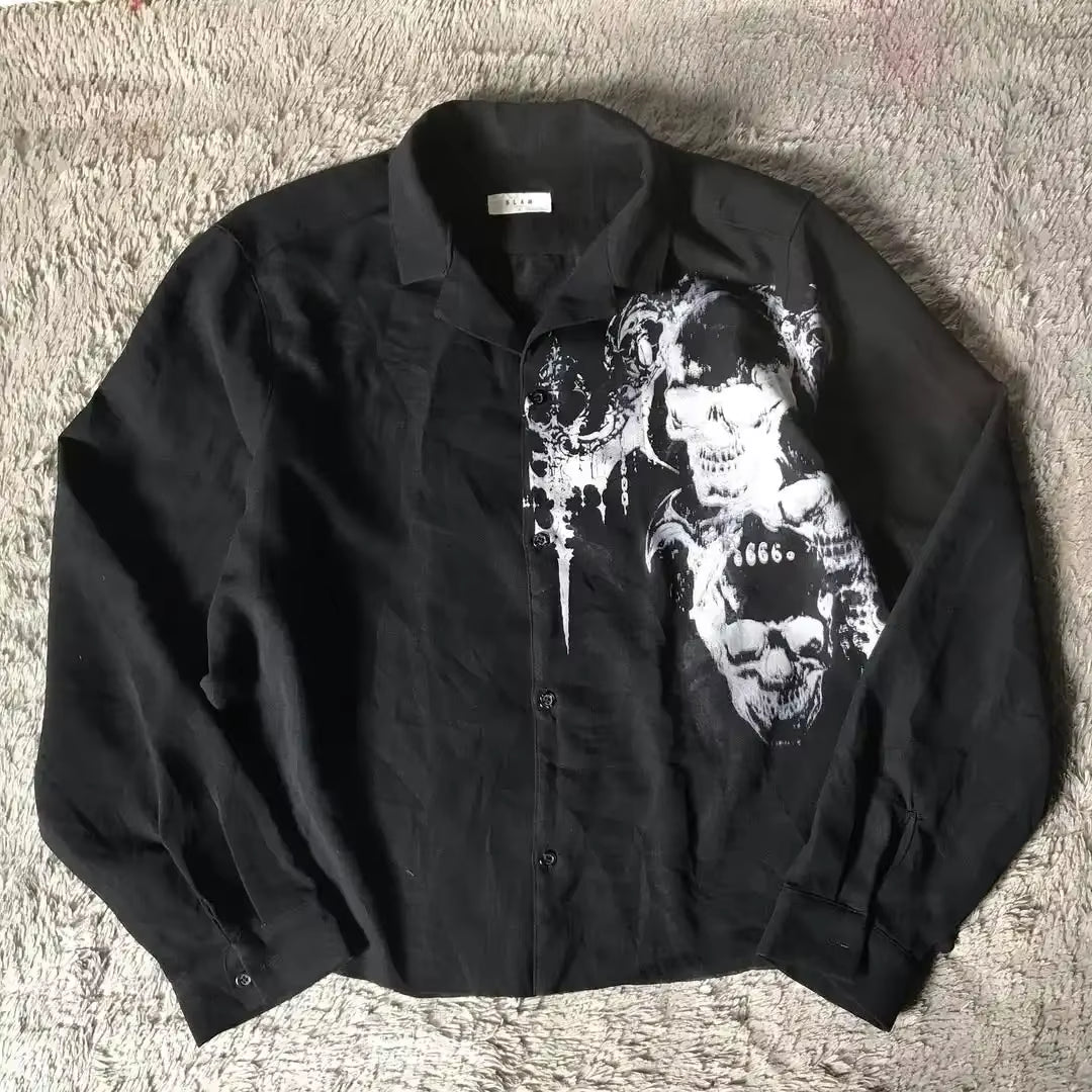 Y2K White Shirt Affliction Retro T Shirt Harajuku Men Skull Holy Writ Letter Printing Tee Fashion Gothic Short Sleeves Tops