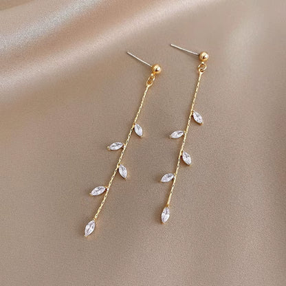 2024 Trendy Long Wire Tassel Thread Chain Climb Star Heart Beads Pendants Drop Earrings Women'S Rhinestone Accessories Jewelry