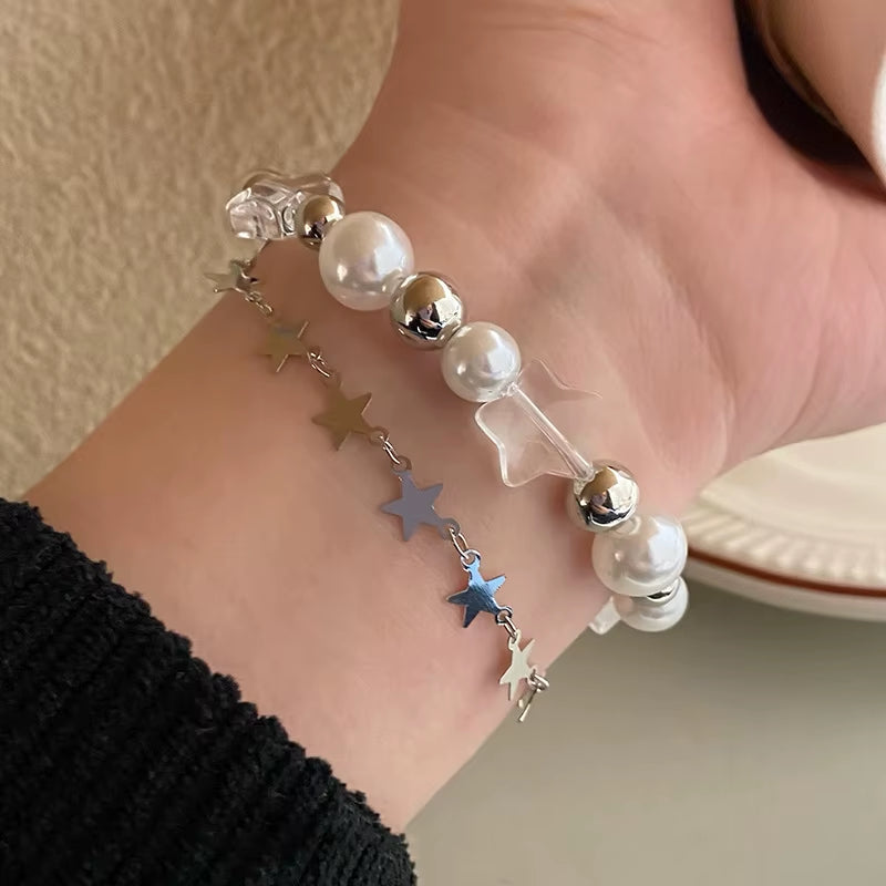 Sparkling Bracelet for Women Double-Deck Silver Color Adjustable Hand Chain Fine Fashion Jewelry Wedding Party Gift Accessories