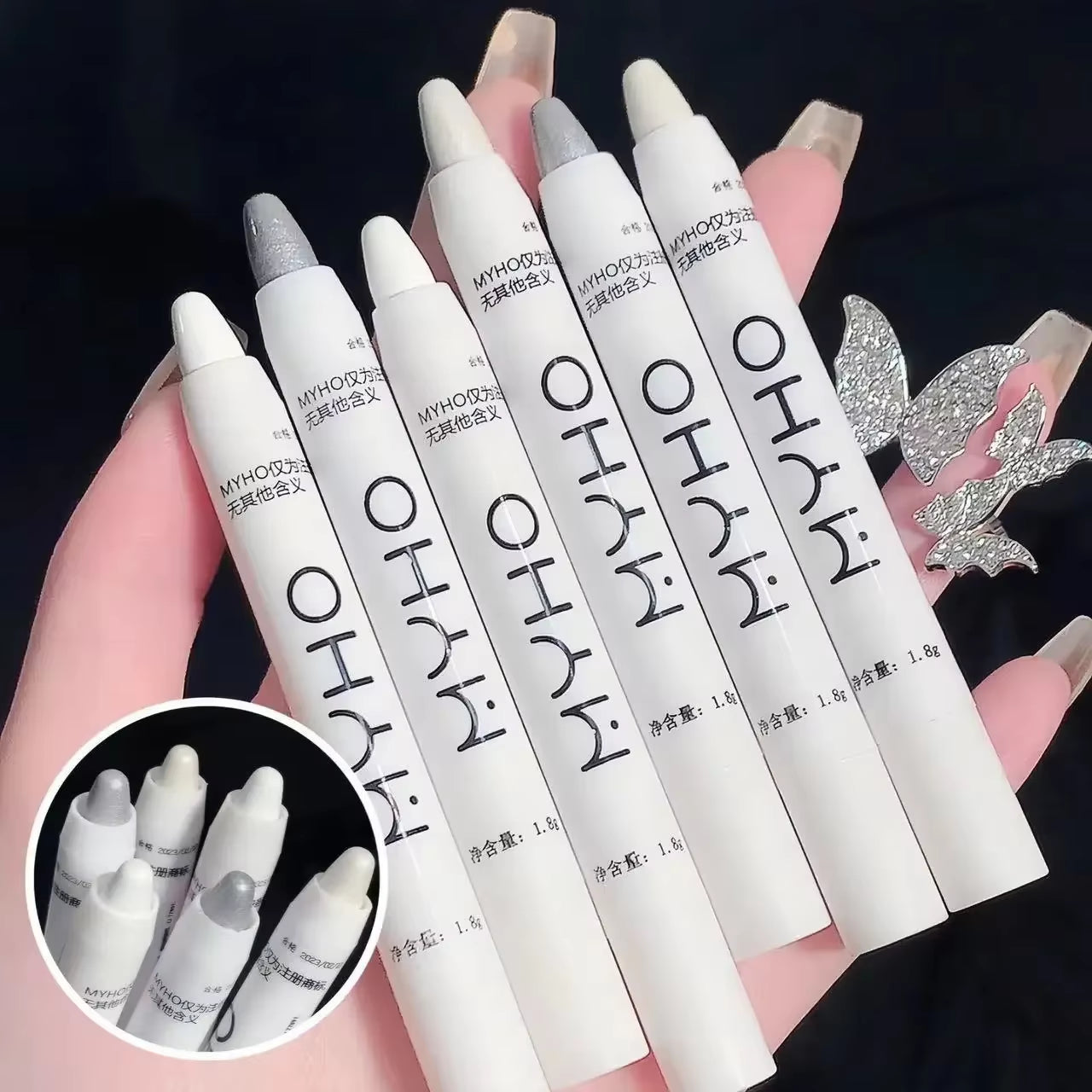 New Glitter Highlighter Pen Pearlescent Lying Silkworm Pencil Waterproof Long-Lasting Brightening Eyes Stick Silver Eye Makeup