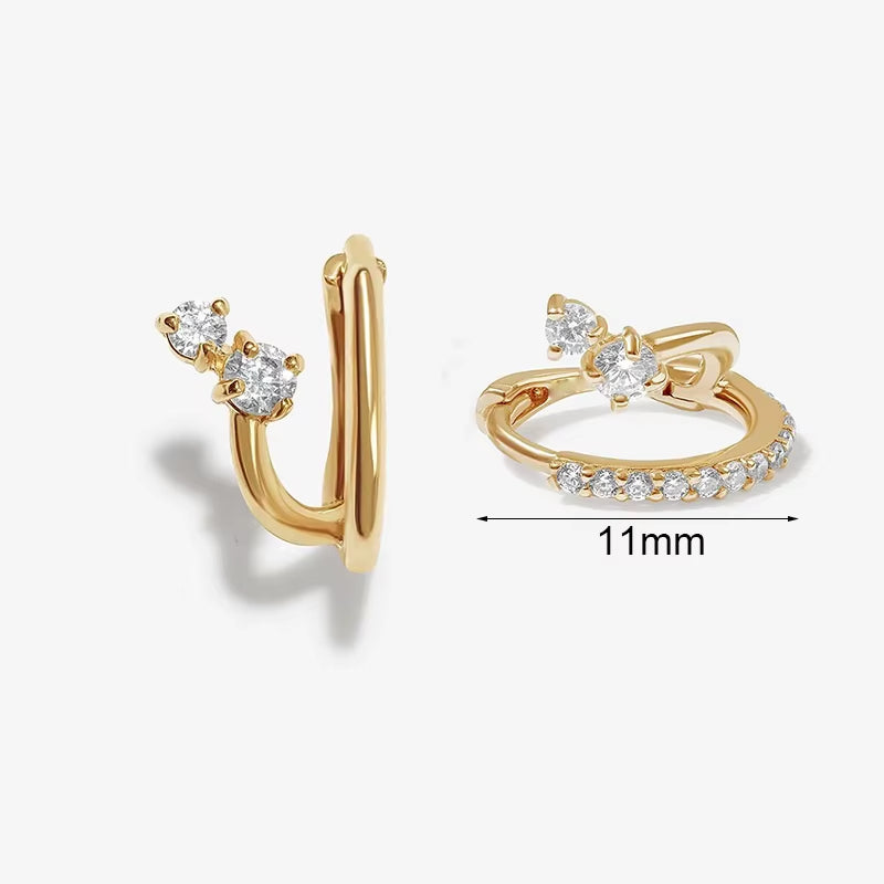 Classic Earrings for Women Zirconia Gold-Plated Ear Cuff Stud Hoop Earrings Women Party Jewelry Accessories Wholesale