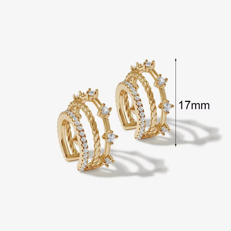 Classic Earrings for Women Zirconia Gold-Plated Ear Cuff Stud Hoop Earrings Women Party Jewelry Accessories Wholesale