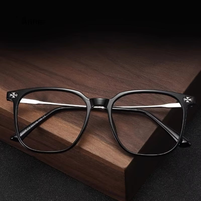 2024 New Business TR anti Blue Light Men'S Sunglasse Fashion Black Metal Square Eyeglasses Frame Computer Office Glasses Gafas