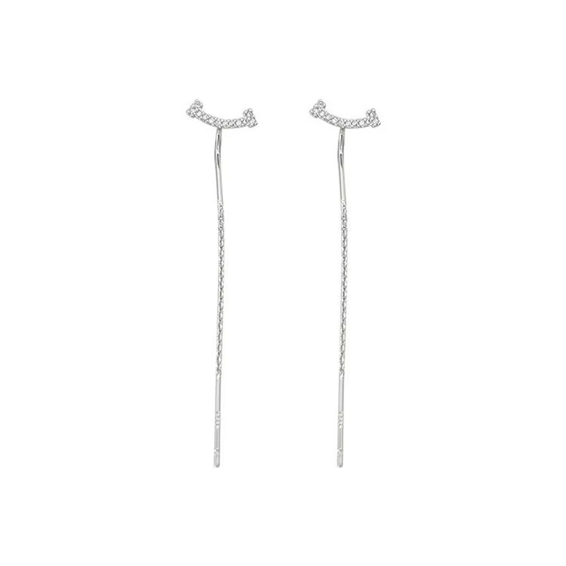 2024 Trendy Long Wire Tassel Thread Chain Climb Star Heart Beads Pendants Drop Earrings Women'S Rhinestone Accessories Jewelry