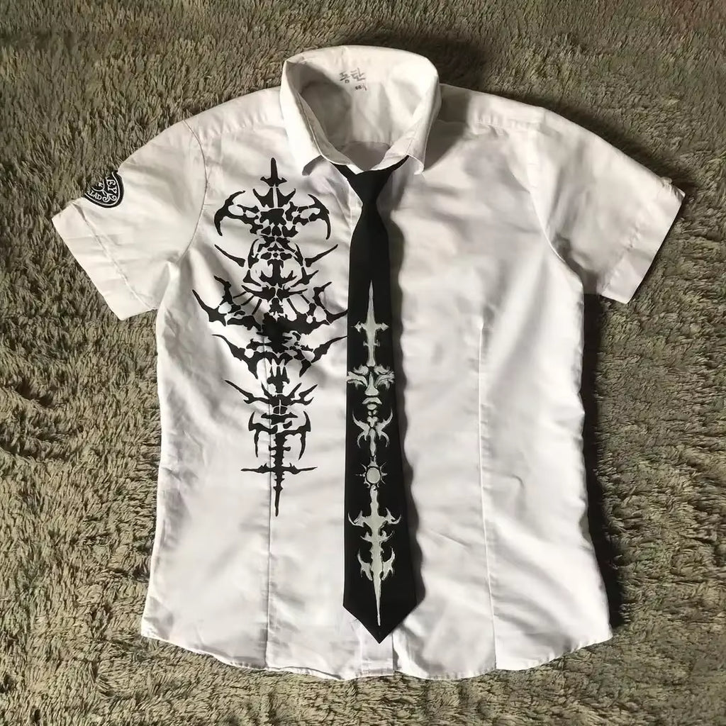 Y2K White Shirt Affliction Retro T Shirt Harajuku Men Skull Holy Writ Letter Printing Tee Fashion Gothic Short Sleeves Tops