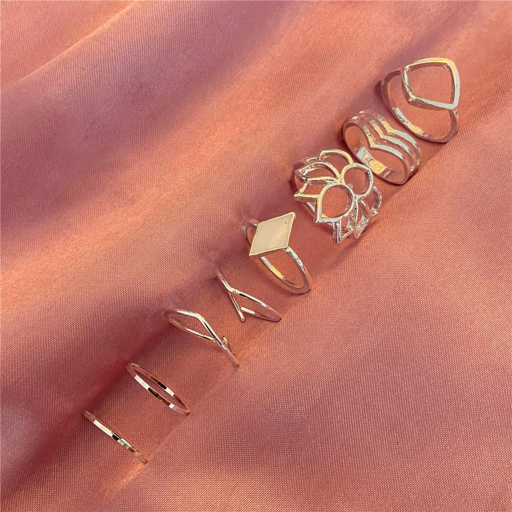 Vintage Gothic Butterfly Poker Sword Multi Element Ring Set for Women European and American Retro Personality Finger Ring Gifts