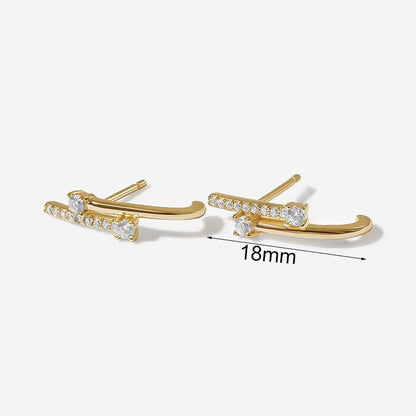 Classic Earrings for Women Zirconia Gold-Plated Ear Cuff Stud Hoop Earrings Women Party Jewelry Accessories Wholesale