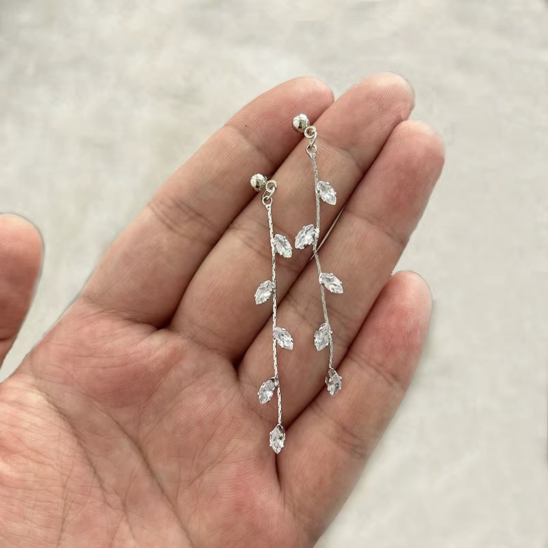 2024 Trendy Long Wire Tassel Thread Chain Climb Star Heart Beads Pendants Drop Earrings Women'S Rhinestone Accessories Jewelry