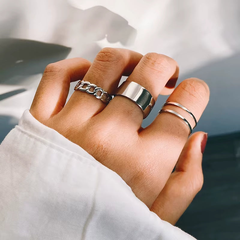 Vintage Gothic Butterfly Poker Sword Multi Element Ring Set for Women European and American Retro Personality Finger Ring Gifts