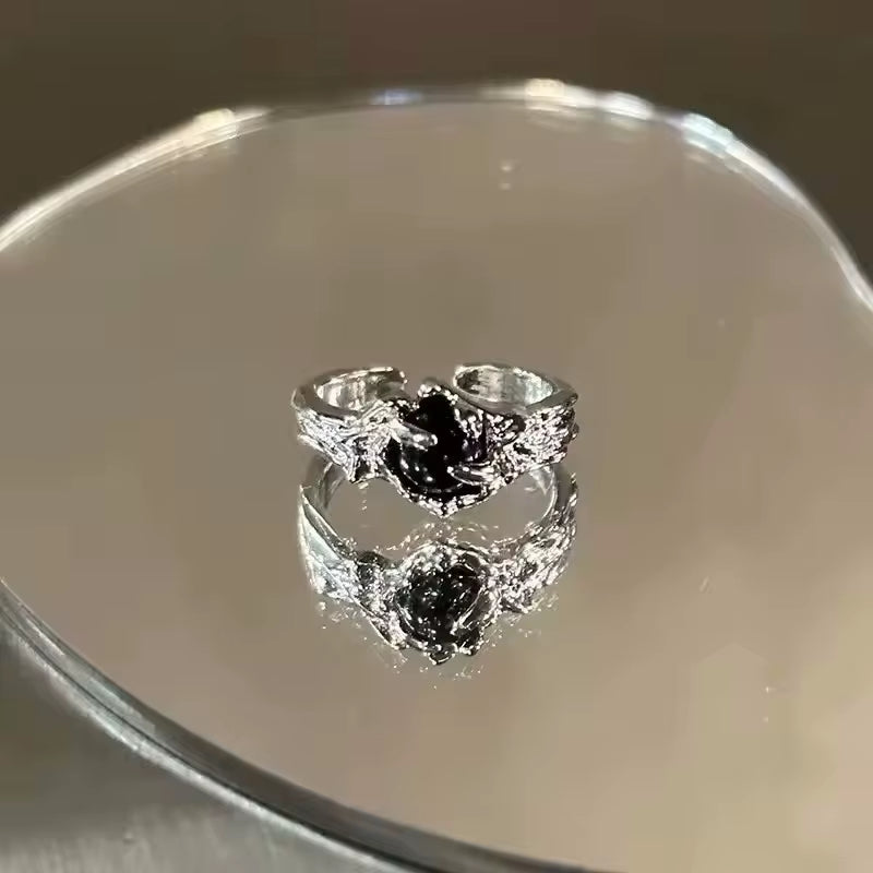 Metal Zirconia Mansard Open Geometric Ring Women'S Exaggerated Glamour Ring Banquet Jewelry Accessories