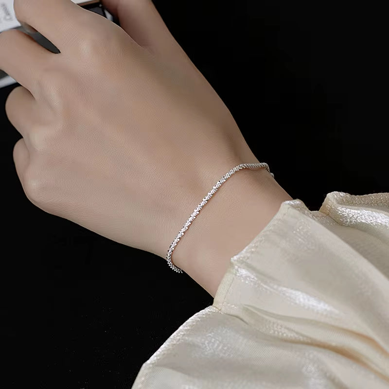 Sparkling Bracelet for Women Double-Deck Silver Color Adjustable Hand Chain Fine Fashion Jewelry Wedding Party Gift Accessories