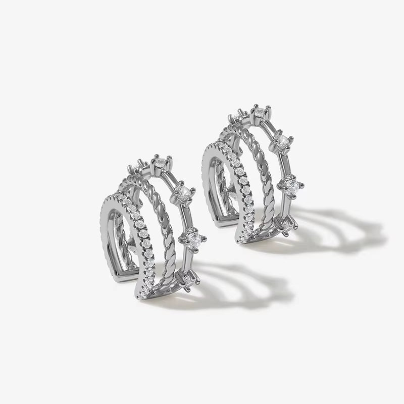 Classic Earrings for Women Zirconia Gold-Plated Ear Cuff Stud Hoop Earrings Women Party Jewelry Accessories Wholesale