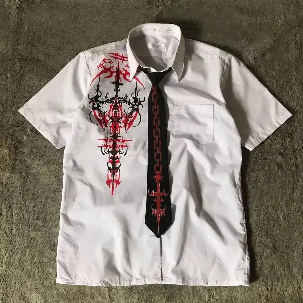 Y2K White Shirt Affliction Retro T Shirt Harajuku Men Skull Holy Writ Letter Printing Tee Fashion Gothic Short Sleeves Tops