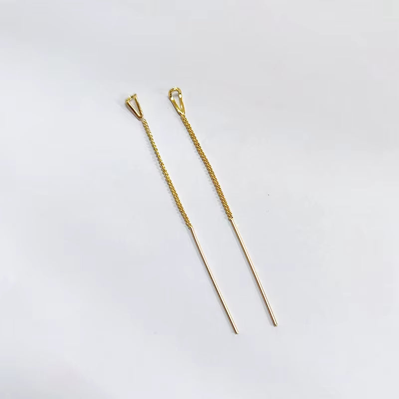 2024 Trendy Long Wire Tassel Thread Chain Climb Star Heart Beads Pendants Drop Earrings Women'S Rhinestone Accessories Jewelry