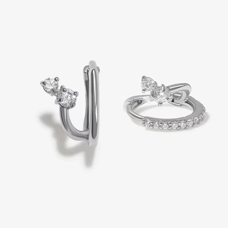 Classic Earrings for Women Zirconia Gold-Plated Ear Cuff Stud Hoop Earrings Women Party Jewelry Accessories Wholesale