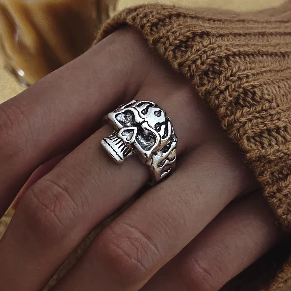 Vintage Gothic Butterfly Poker Sword Multi Element Ring Set for Women European and American Retro Personality Finger Ring Gifts