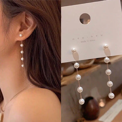 2024 Trendy Long Wire Tassel Thread Chain Climb Star Heart Beads Pendants Drop Earrings Women'S Rhinestone Accessories Jewelry