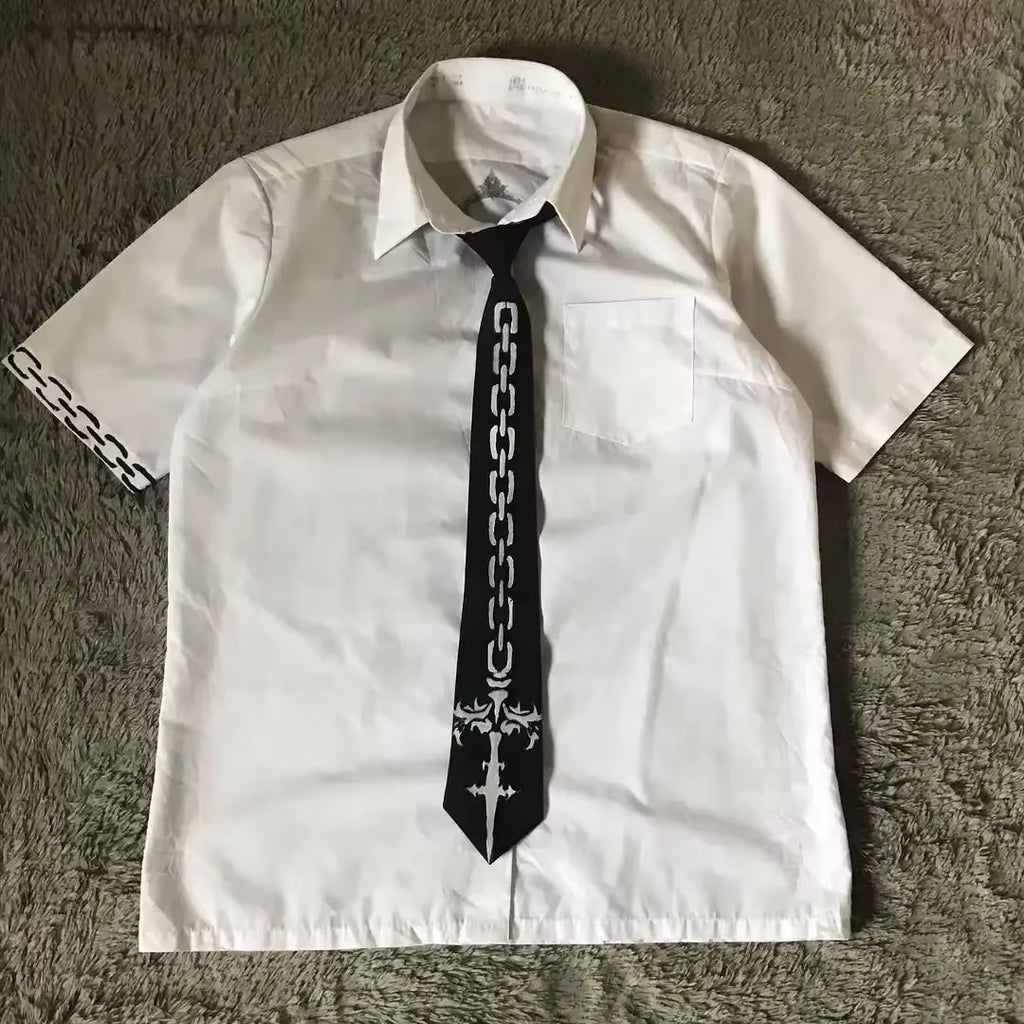 Y2K White Shirt Affliction Retro T Shirt Harajuku Men Skull Holy Writ Letter Printing Tee Fashion Gothic Short Sleeves Tops