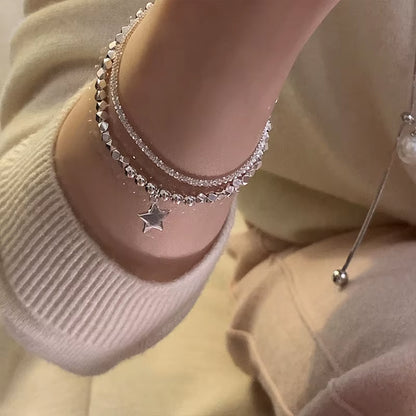 Sparkling Bracelet for Women Double-Deck Silver Color Adjustable Hand Chain Fine Fashion Jewelry Wedding Party Gift Accessories