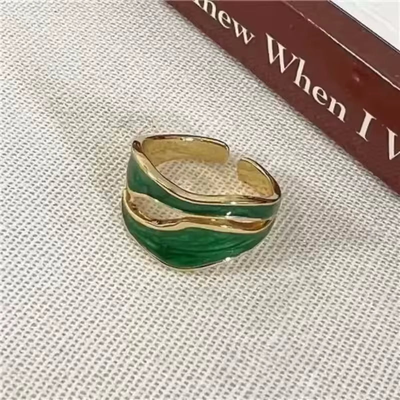 Metal Zirconia Mansard Open Geometric Ring Women'S Exaggerated Glamour Ring Banquet Jewelry Accessories