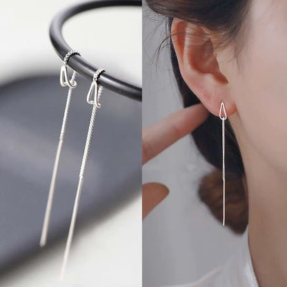2024 Trendy Long Wire Tassel Thread Chain Climb Star Heart Beads Pendants Drop Earrings Women'S Rhinestone Accessories Jewelry