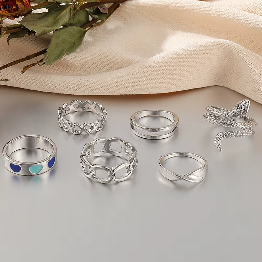 Vintage Gothic Butterfly Poker Sword Multi Element Ring Set for Women European and American Retro Personality Finger Ring Gifts