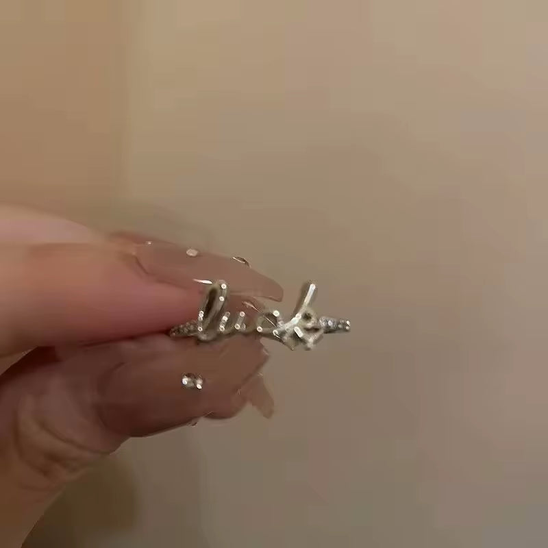 Metal Zirconia Mansard Open Geometric Ring Women'S Exaggerated Glamour Ring Banquet Jewelry Accessories